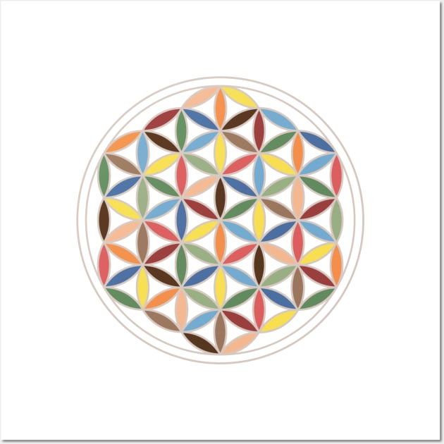 Flower of Life - Retro Colors Wall Art by NataliePaskell